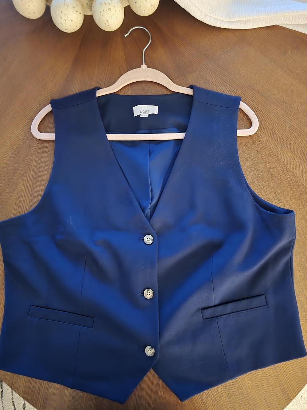 LOFT Women's Navy Button Front Vest